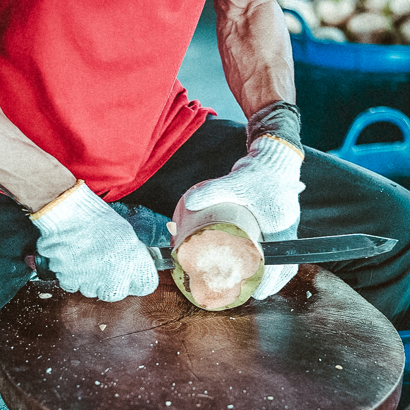 Coconut cutting Coconut cutting